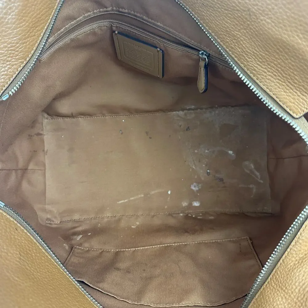 COACH CM074 Meadow Bag Tote Shoulder Bag Pebbled Brown Leather Purse Dual Straps - Picture 13 of 16